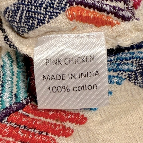 Pink Chicken Suri Dress Girls 4 4T Multicolor Embroidery Striped Cotton Canvas - Picture 6 of 8